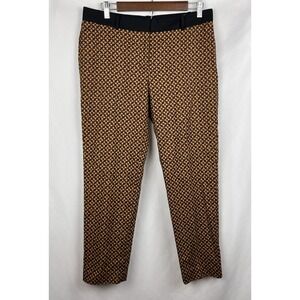 LOFT Zoe Ankle‎ Pants 8 Mustard Black Geometric Medallion Mod Dark Academia